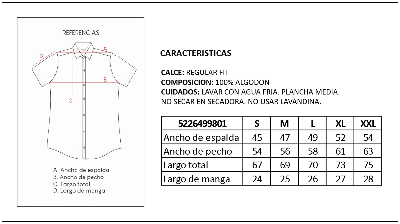 Tabla de Talles Camisa Britches